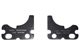 Set of wheel chair transfer arm rest lock plates
